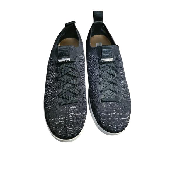 Fitflop knit slip on sneakers sz 10 black purple metallic accent shoes - Picture 2 of 7